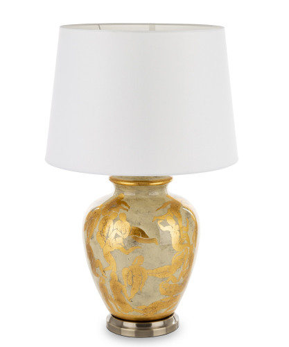 Keramická lampa se zlatými postavami