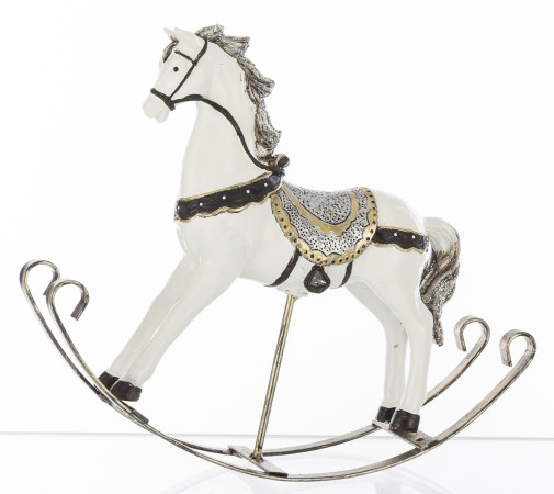 detail Figurka houpací koník v bílé barvě GD DESIGN