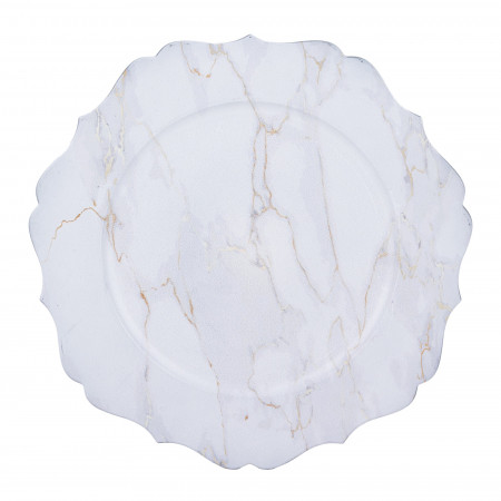 detail Dekorativní talíř plastový bílý mramor GD DESIGN