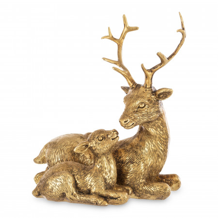 detail Figurka jelen s mládětem ve zlaté barvě GD DESIGN