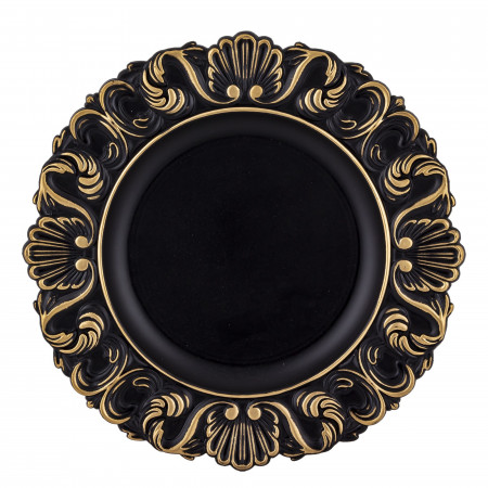 detail Dekorační plastový talíř černozlatý GD DESIGN