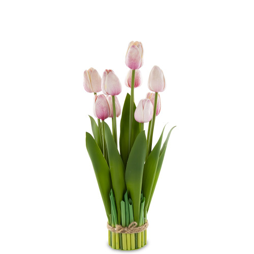 Dekorační kytice umělých růžových tulipánů