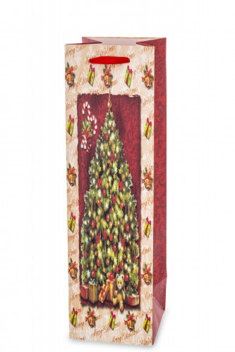 Vánoční dárková taška na lahev se stromečkem