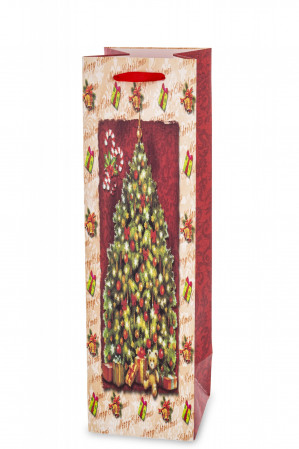 detail Vánoční dárková taška na lahev se stromečkem GD DESIGN