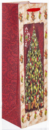 detail Vánoční dárková taška na lahev se stromečkem GD DESIGN