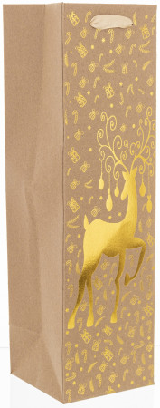detail Vánoční papírová taška na lahev s jelenem GD DESIGN