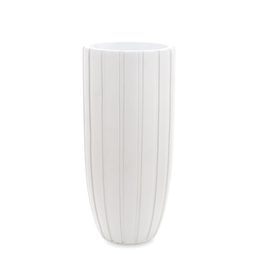 Bílá váza s proužky 70 cm