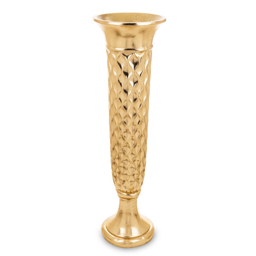 Zlatá váza na noze s dekorem 130 cm