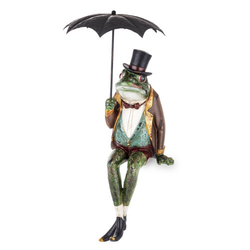 Figurka sedící žába s deštníkem