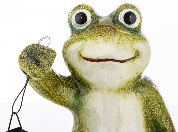 detail Keramická sedící žaba s lucernou GD DESIGN