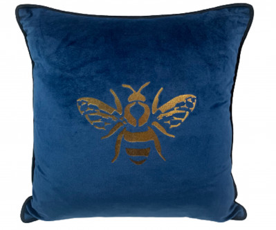 Modrý polštář zlatá včela