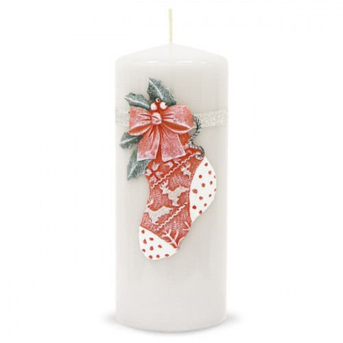 Velká bílá svíčka vánoční ponožka