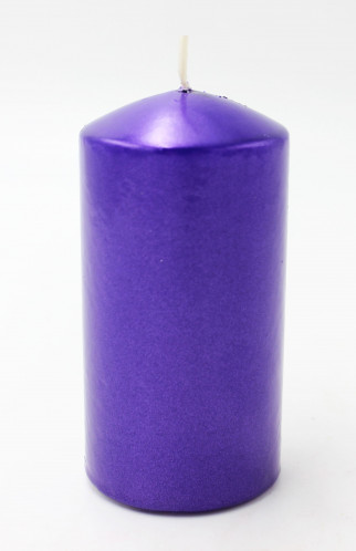 Metalická svíčka fialová válec
