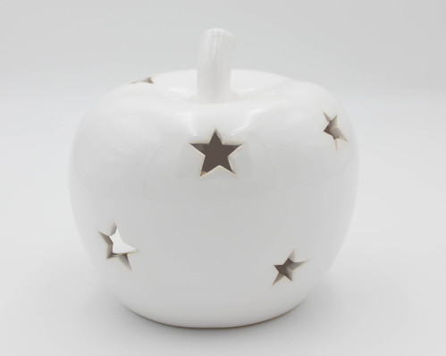Bílý keramický svícen jablko