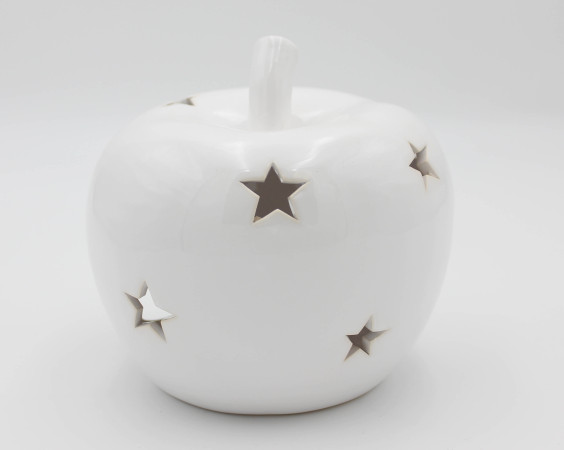 detail Bílý keramický svícen jablko GD DESIGN