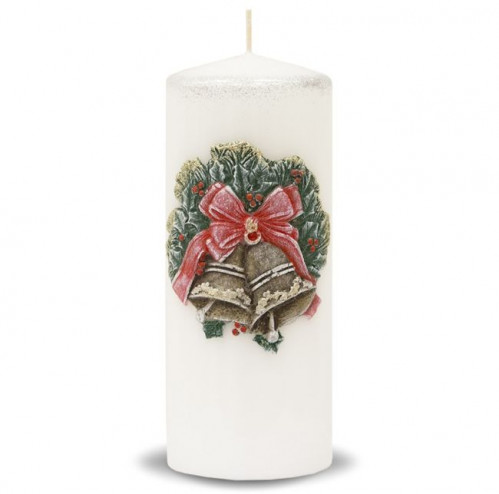 Velká bílá svíčka vánoční zvonky