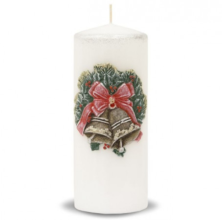 detail Velká bílá svíčka vánoční zvonky GD DESIGN