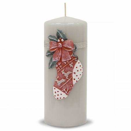detail Velká šedá svíčka vánoční ponožka GD DESIGN